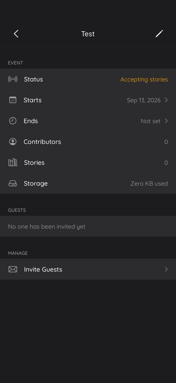 A shared event accepting guest stories